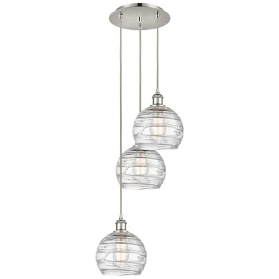Innovations Lighting Athens 14.75"w 3 Light Polished Nickel Multi-pendant W/ Deco Swirl Sha