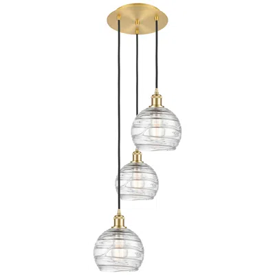 Innovations Lighting Athens 14.75"w 3 Light Satin Gold Multi-pendant With Clear Deco Swirl
