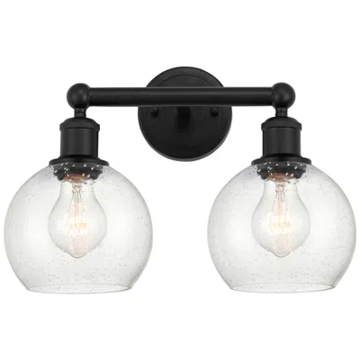 Innovations Lighting Athens 15" 2-light Matte Black Bath Light W/ Seedy Shade