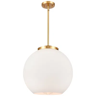Innovations Lighting Athens 15 3/4" Wide Satin Gold Pendant Light W/ White Glass