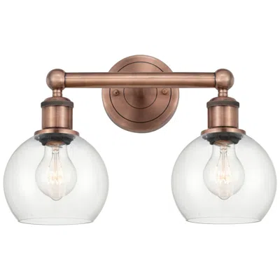 Innovations Lighting Athens 15" Wide 2 Light Antique Copper Bath Vanity Light With Clear Sh