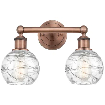 Innovations Lighting Athens 15"w 2 Light Antique Copper Bath Light With Clear Deco Swirl Sh