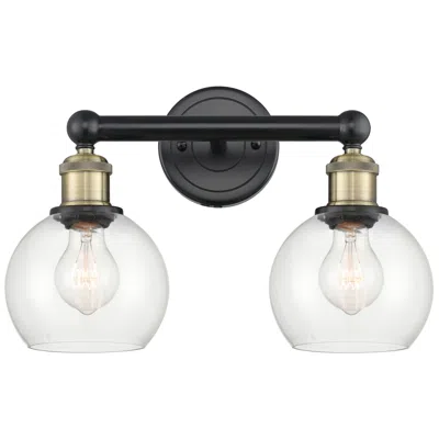 Innovations Lighting Athens 15"w 2 Light Black Antique Brass Bath Vanity Light With Clear S