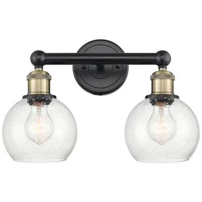 Innovations Lighting Athens 15"w 2 Light Black Antique Brass Bath Vanity Light With Seedy S