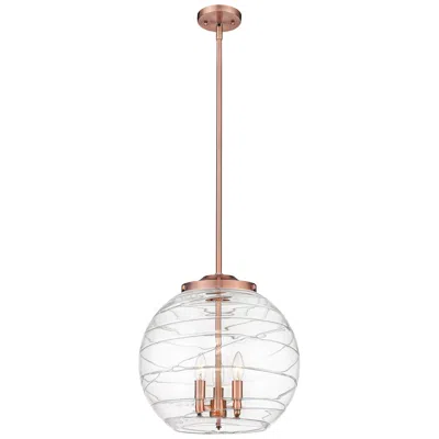 Innovations Lighting Athens 16" 3-light Antique Copper Pendant W/ Clear Deco Swirl Shade