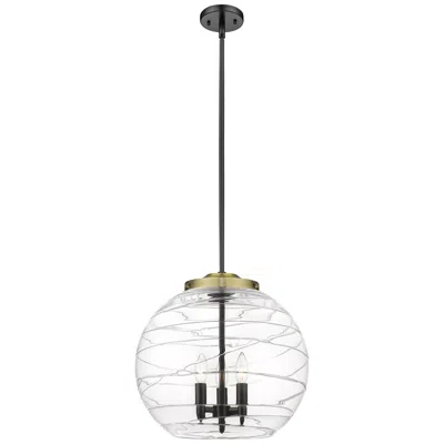 Innovations Lighting Athens 16" 3-light Black Antique Brass Pendant W/ Clear Deco Swirl Sha
