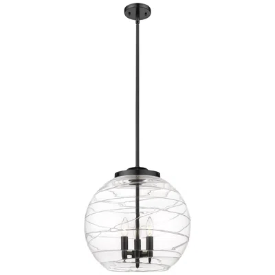Innovations Lighting Athens 16" 3-light Matte Black Pendant W/ Clear Deco Swirl Shade