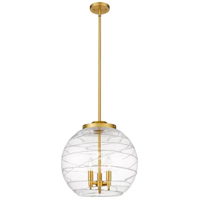 Innovations Lighting Athens 16" 3-light Satin Gold Pendant W/ Clear Deco Swirl Shade