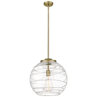 Innovations Lighting Athens 16" Antique Brass Pendant W/ Clear Deco Swirl Shade
