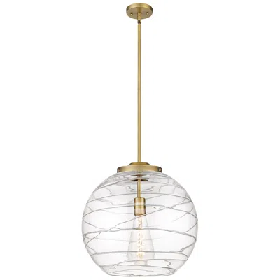 Innovations Lighting Athens 16" Brushed Brass Pendant W/ Clear Deco Swirl Shade
