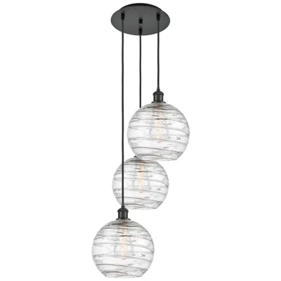 Innovations Lighting Athens 16.75"w 3 Light Matte Black Multi-pendant W/ Clear Deco Swirl S