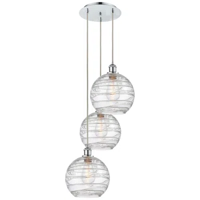 Innovations Lighting Athens 16.75"w 3 Light Polished Chrome Multi-pendant W/ Deco Swirl Sha