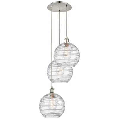 Innovations Lighting Athens 16.75"w 3 Light Polished Nickel Multi-pendant W/ Deco Swirl Sha