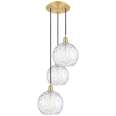 Innovations Lighting Athens 16.75"w 3 Light Satin Gold Multi-pendant W/ Clear Water Glass S