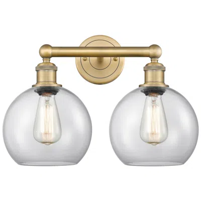 Innovations Lighting Athens 17" Wide 2 Light Brushed Brass Bath Vanity Light With Clear Sha In Gold