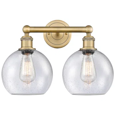 Innovations Lighting Athens 17" Wide 2 Light Brushed Brass Bath Vanity Light With Seedy Sha