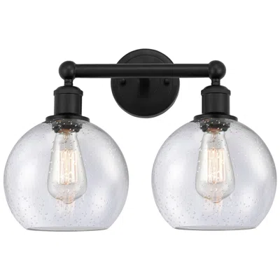 Innovations Lighting Athens 17" Wide 2 Light Matte Black Bath Vanity Light With Seedy Shade
