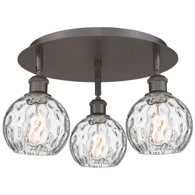 Innovations Lighting Athens 17.63"w 3 Light Oil Rubbed Bronze Flush Mount W/ Water Glass Sh