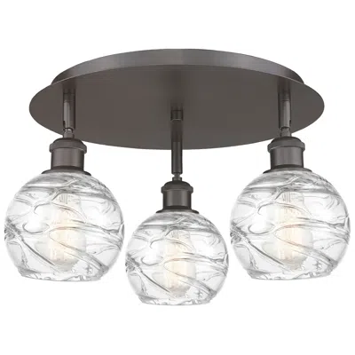 Innovations Lighting Athens 17.63"w 3 Light Oil Rubbed Bronze Flush Mount With Deco Swirl S