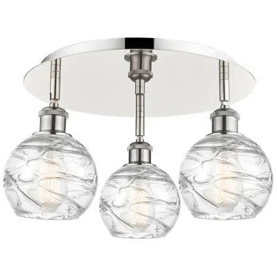 Innovations Lighting Athens 17.63"w 3 Light Polished Nickel Flush Mount With Deco Swirl Sha