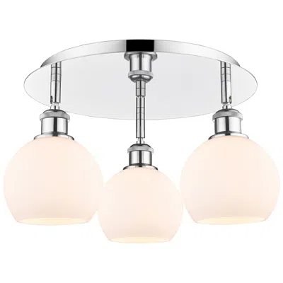 Innovations Lighting Athens 17.75" Wide 3 Light Polished Chrome Flush Mount W/ Matte White