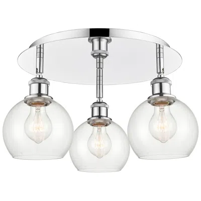 Innovations Lighting Athens 17.75" Wide 3 Light Polished Chrome Flush Mount With Clear Shad