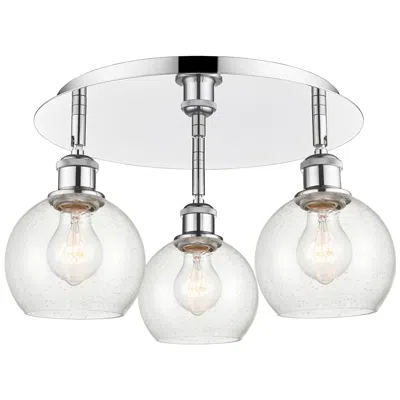 Innovations Lighting Athens 17.75" Wide 3 Light Polished Chrome Flush Mount With Seedy Shad