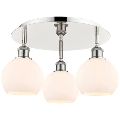 Innovations Lighting Athens 17.75" Wide 3 Light Polished Nickel Flush Mount W/ Matte White