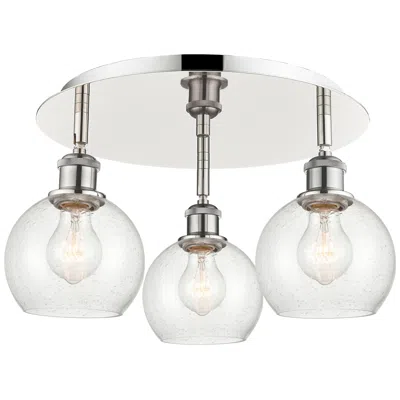 Innovations Lighting Athens 17.75" Wide 3 Light Polished Nickel Flush Mount With Seedy Shad