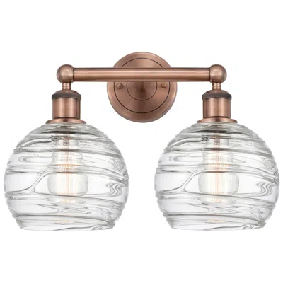 Innovations Lighting Athens 17"w 2 Light Antique Copper Bath Vanity Light W/ Deco Swirl Sha