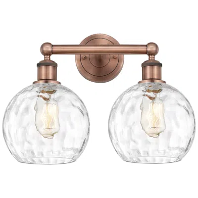 Innovations Lighting Athens 17"w 2 Light Antique Copper Bath Vanity Light W/ Water Glass Sh