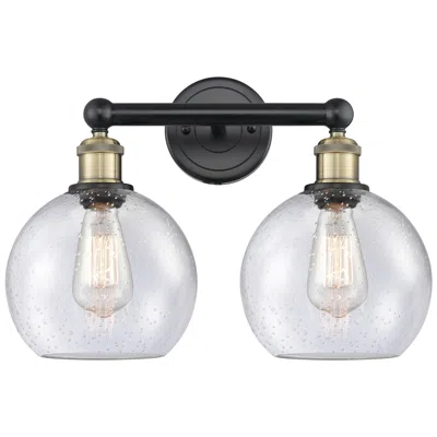 Innovations Lighting Athens 17"w 2 Light Black Antique Brass Bath Vanity Light With Seedy S