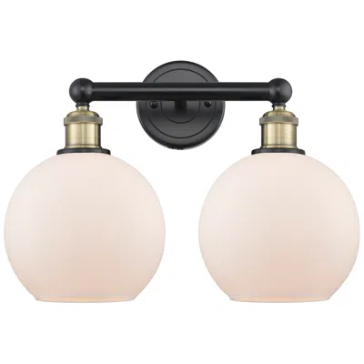 Innovations Lighting Athens 17"w 2 Light Black Antique Brass Bath Vanity Light With White S