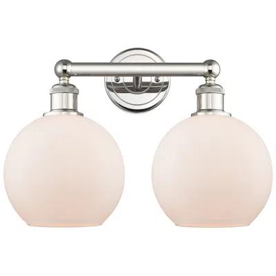 Innovations Lighting Athens 17"w 2 Light Polished Nickel Bath Vanity Light With White Shade In Silver