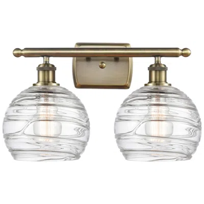 Innovations Lighting Athens 18" 2-light Antique Brass Bath Light W/ Clear Deco Swirl Shade