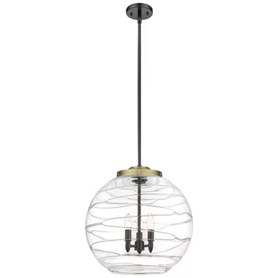 Innovations Lighting Athens 18" 3-light Black Antique Brass Pendant W/ Clear Deco Swirl Sha