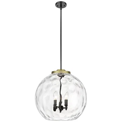 Innovations Lighting Athens 18" 3-light Black Antique Brass Pendant W/ Clear Water Glass Sh