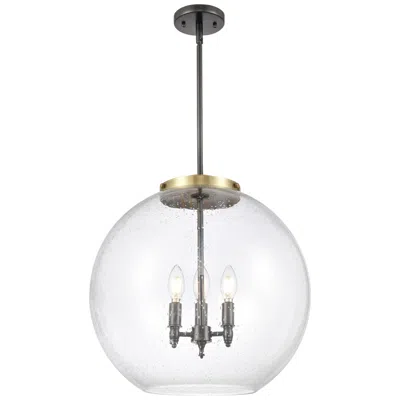Innovations Lighting Athens 18" 3-light Black Antique Brass Pendant W/ Seedy Shade