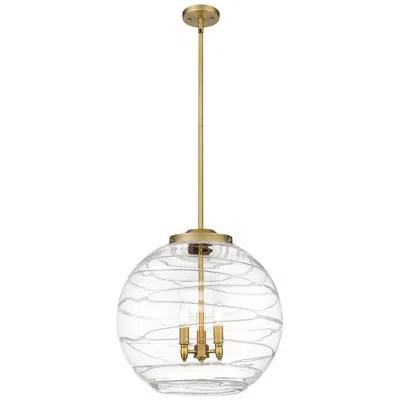 Innovations Lighting Athens 18" 3-light Brushed Brass Pendant W/ Clear Deco Swirl Shade