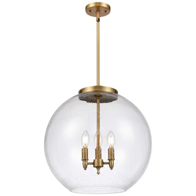 Innovations Lighting Athens 18" 3-light Brushed Brass Pendant W/ Seedy Shade