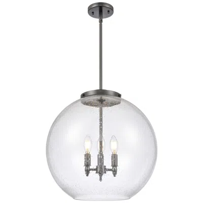 Innovations Lighting Athens 18" 3-light Matte Black Pendant W/ Seedy Shade