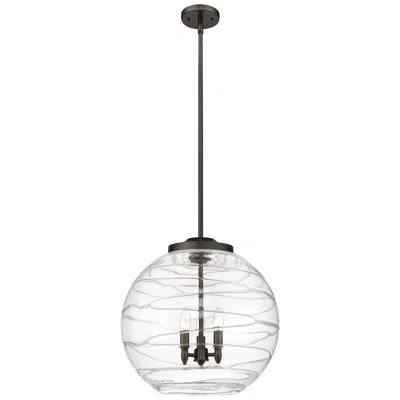 Innovations Lighting Athens 18" 3-light Oil Rubbed Bronze Pendant W/ Clear Deco Swirl Shade