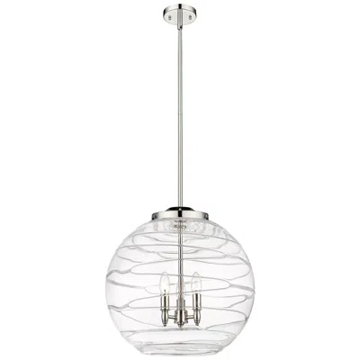 Innovations Lighting Athens 18" 3-light Polished Nickel Pendant W/ Clear Deco Swirl Shade