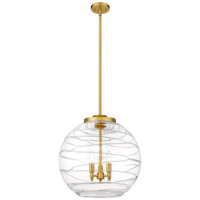 Innovations Lighting Athens 18" 3-light Satin Gold Pendant W/ Clear Deco Swirl Shade