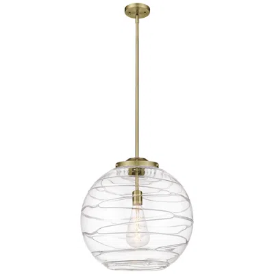 Innovations Lighting Athens 18" Antique Brass Pendant W/ Clear Deco Swirl Shade