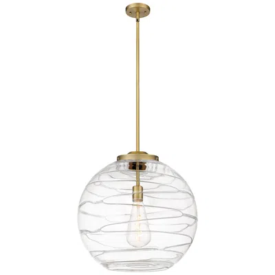 Innovations Lighting Athens 18" Brushed Brass Pendant W/ Clear Deco Swirl Shade