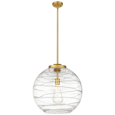 Innovations Lighting Athens 18" Satin Gold Pendant W/ Clear Deco Swirl Shade