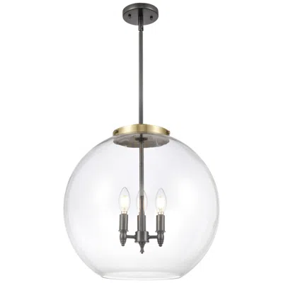 Innovations Lighting Athens 18.38" 3 Light Black Brass Led Pendant W/ Clear Shade