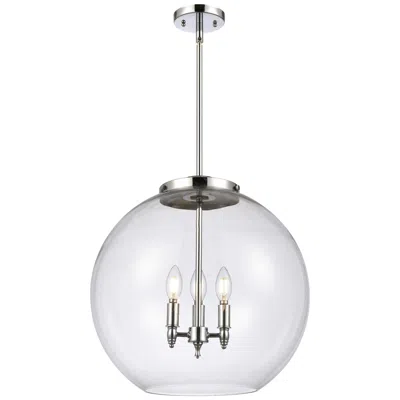 Innovations Lighting Athens 18.38" 3 Light Chrome Led Pendant W/ Clear Shade