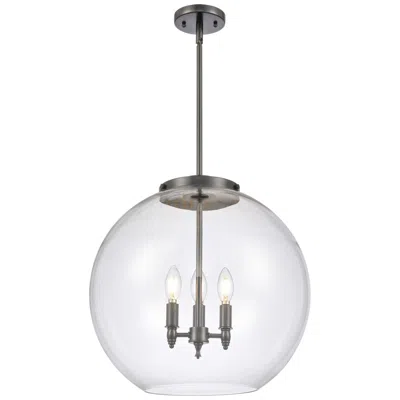 Innovations Lighting Athens 18.38" 3 Light Matte Black Pendant W/ Clear Shade
